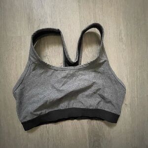 Avia Gray and Black Sports Bra with Racerback Design